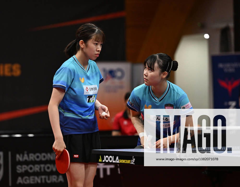 From left Rin Mende and Misuzu Takeya of Japan in action during the match against Orawan Paranang and Suthasini Sawettabut of Thailand during the women s doubles Table tennis, Tischtennis final at the WTT Feeder in Olomouc, Czech Republic, on August 28, 2026. (CTKxPhoto LudekxPerina) CTKPhotoP2026082806061 CTKPhotoP2026082806061