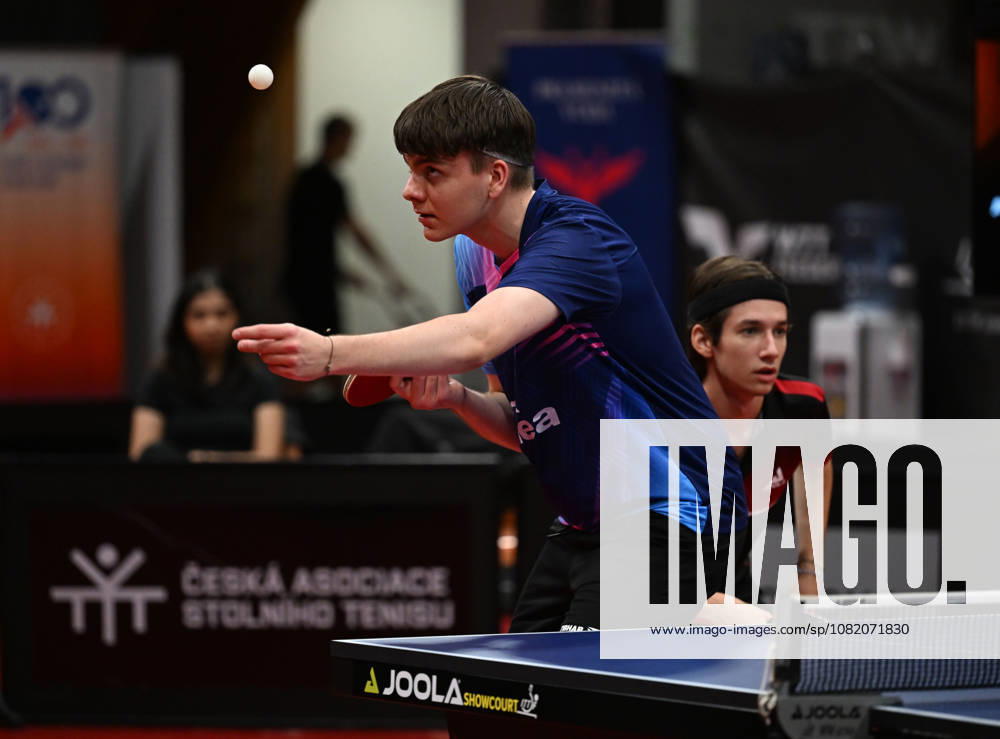 From left Mateusz Zalewski of Poland and David Szantosi of Hungary in action during the match against Ankur Bhattacharjee and Akash Pal of India during the men s doubles Table tennis, Tischtennis final at the WTT Feeder in Olomouc, Czech Republic, on August 28, 2026. (CTKxPhoto LudekxPerina) CTKPhotoP2026082806287 CTKPhotoP2026082806287