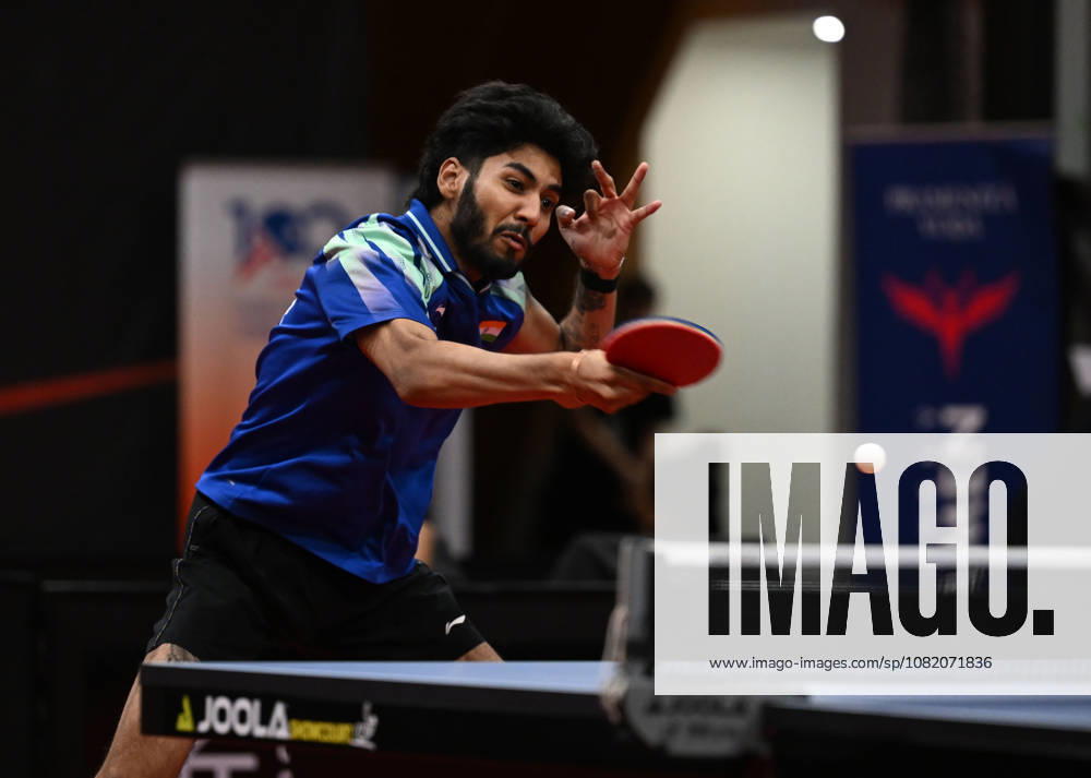 Ankur Bhattacharjee of India in action during the match between Ankur Bhattacharjee and Akash Pal of India and Mateusz Zalewski of Poland and David Szantosi of Hungary during the men s doubles Table tennis, Tischtennis final at the WTT Feeder in Olomouc, Czech Republic, on August 28, 2026. (CTKxPhoto LudekxPerina) CTKPhotoP2026082806344 CTKPhotoP2026082806344