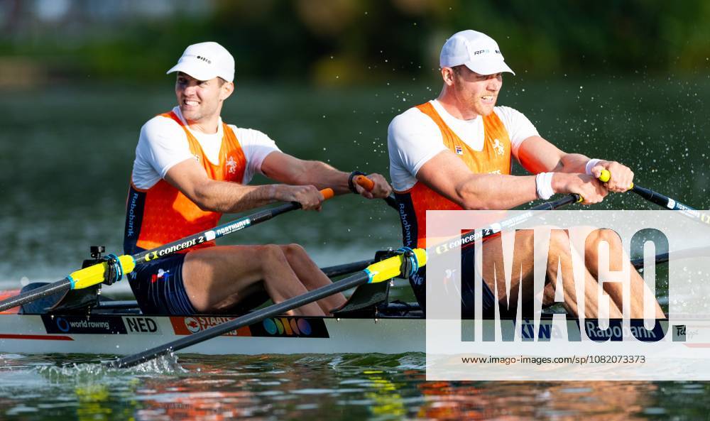 AMSTERDAM - Simon van Dorp and Melvin Twellaar in action during the men s double sculls final on the fifth day of the World Rowing Championships at the Bosbaan in the Amsterdam Forest. IRIS VAN DEN BROEK ANP ANPxSportx IVx 566443511 originalFilename: 566443511