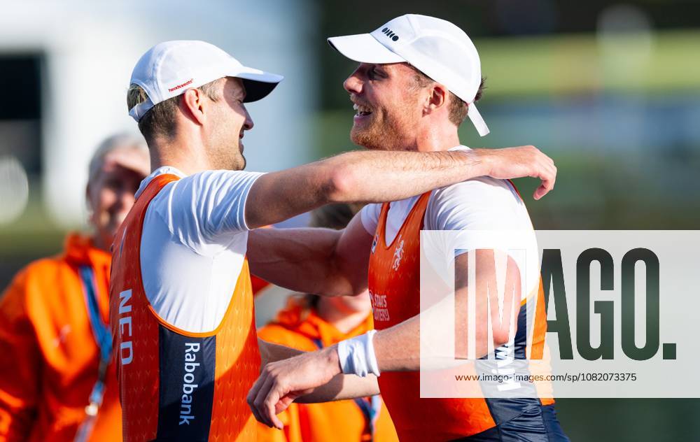 AMSTERDAM - Simon van Dorp and Melvin Twellaar in action during the men s double sculls final on the fifth day of the World Rowing Championships at the Bosbaan in the Amsterdam Forest. IRIS VAN DEN BROEK ANP ANPxSportx IVx 566443543 originalFilename: 566443543