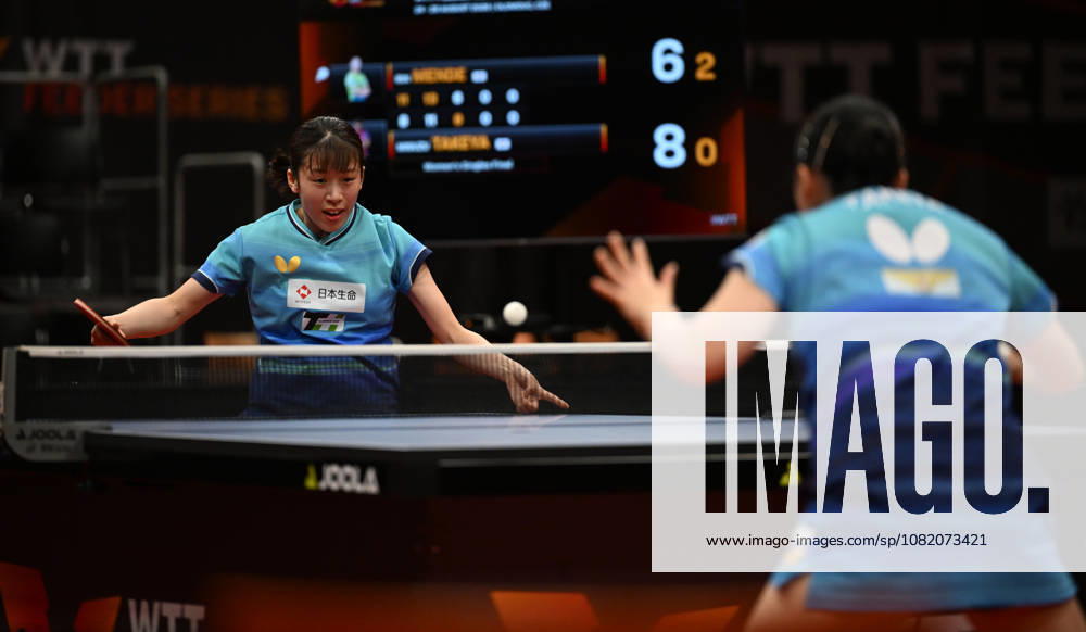 From left Rin Mende of Japan and Misuzu Takeya of Japan in action during the women s singles Table tennis, Tischtennis final at the WTT Feeder in Olomouc, Czech Republic, on August 28, 2026. (CTKxPhoto LudekxPerina) CTKPhotoP2026082806461 CTKPhotoP2026082806461