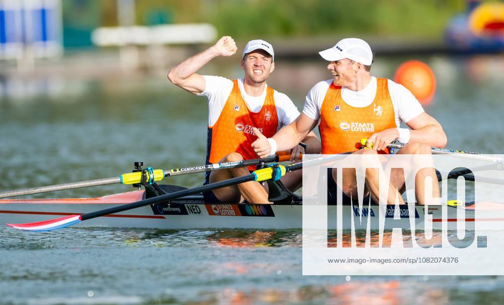AMSTERDAM - Simon van Dorp and Melvin Twellaar in action during the men s double sculls final on the fifth day of the World Rowing Championships at the Bosbaan in the Amsterdam Forest. IRIS VAN DEN BROEK ANP ANPxSportx IVx 566444605 originalFilename: 566444605