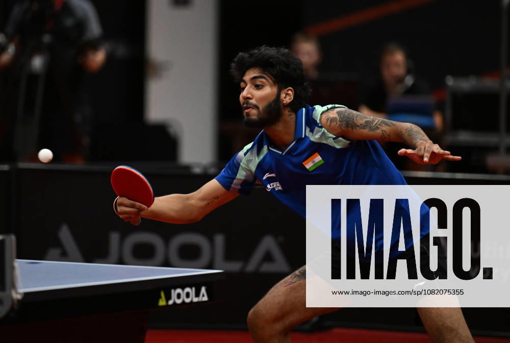 Ankur Bhattacharjee of India in action during the match against Deni Kozul of Slovenia during the men s singles Table tennis, Tischtennis final at the WTT Feeder in Olomouc, Czech Republic, on August 28, 2026. (CTKxPhoto LudekxPerina) CTKPhotoP2026082806745 CTKPhotoP2026082806745