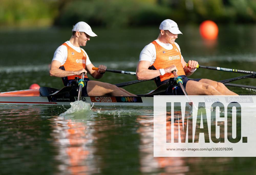 AMSTERDAM - Simon van Dorp and Melvin Twellaar in action during the men s double sculls final on the fifth day of the World Rowing Championships at the Bosbaan in the Amsterdam Forest. IRIS VAN DEN BROEK ANP ANPxSportx IVx 566448675 originalFilename: 566448675