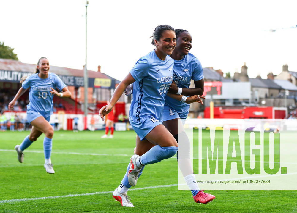 International Women s Club Friendly, Tolka Park, Dublin 28 8 2026 Shelbourne vs UNC UNCs Scottie Antonucci celebrates scoring her sides first goal with Amari Manning Scottie Antonucci celebrates scoring her sides first goal with Amari Manning 28 8 2026
