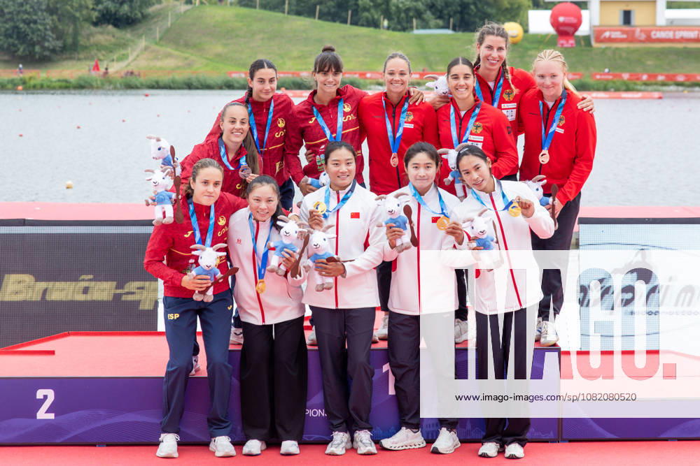 ICF Canoe Sprint and Paracanoe World Championships Team Spain, Team China, Team Germany: K4 Women medal ceremony during ICF Canoe Sprint and Paracanoe World Championships in Poznan, Poland, on August 28, 2026 Poznan Poland