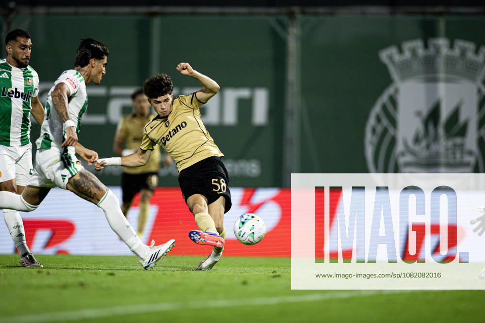 Rio Ave v Sporting Cp - Liga Portugal Flavio Goncalves of Sporting CP shoots for the first goal during the Liga Portugal Betclic 2026 27 match between Rio Ave and Sporting CP at Estadio dos Arcos in Vila do Conde, Portugal, on August 28, 2026. Vila do Conde Porto Portugal