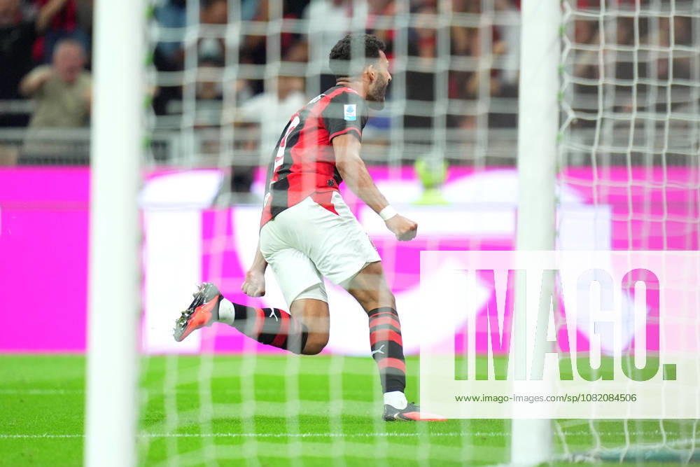 AC Milans Goncalo Ramos celebrates after scoring 1-0 during the Serie A soccer match between Ac Milan and Venezia at the San Siro Stadium in Milan, north Italy - Friday August 28 , 2026. - Soccer