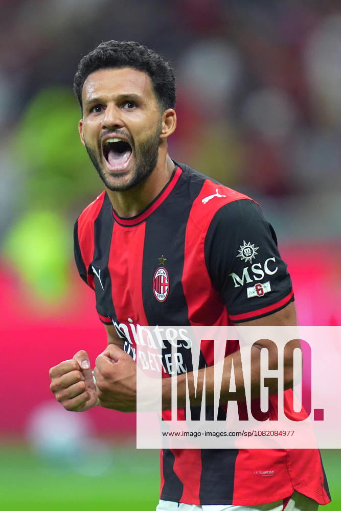 AC Milans Goncalo Ramos celebrates after scoring 1-0 during the Serie A soccer match between Ac Milan and Venezia at the San Siro Stadium in Milan, north Italy - Friday August 28 , 2026. - Soccer