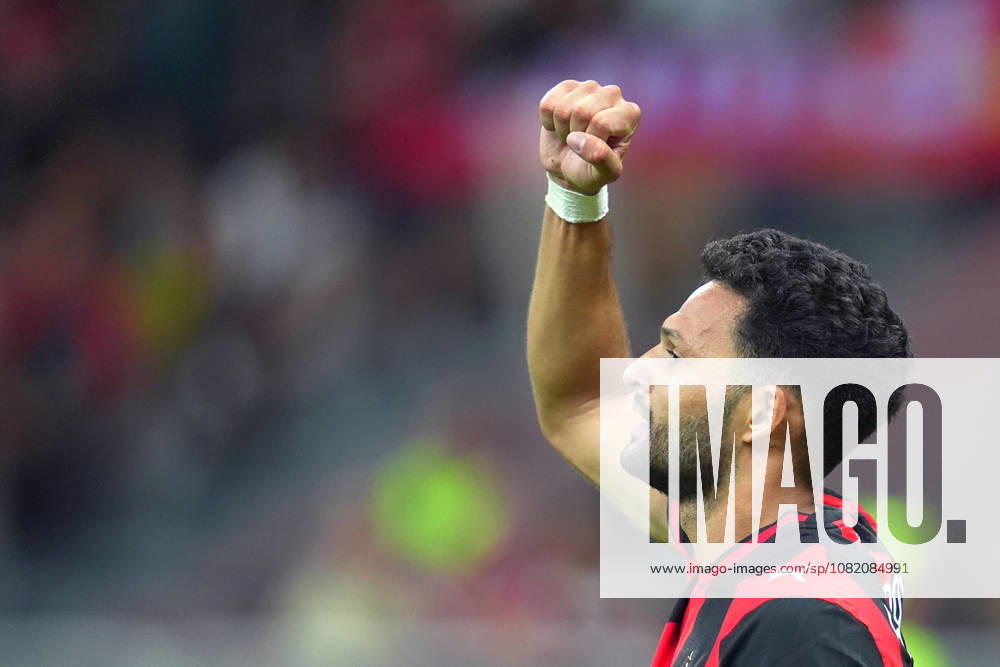 AC Milans Goncalo Ramos celebrates after scoring 1-0 during the Serie A soccer match between Ac Milan and Venezia at the San Siro Stadium in Milan, north Italy - Friday August 28 , 2026. - Soccer