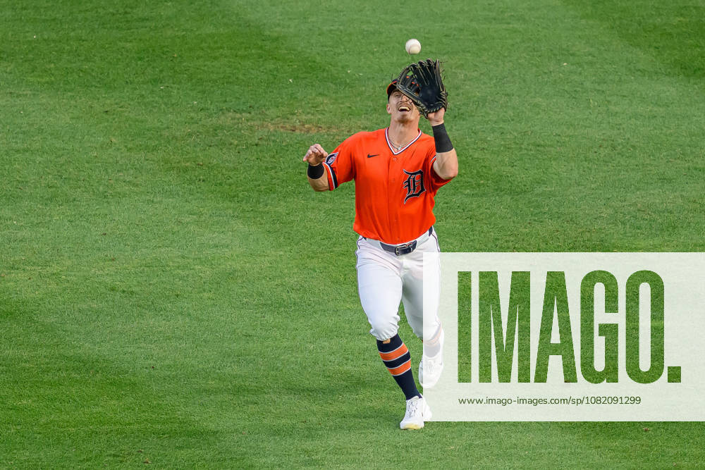 Aug 28, 2026; Detroit, Michigan, USA; Detroit Tigers Ben Malgeri (53) catches a fly ball at Comerica Park. Mandatory Credit: -Cal Media Detroit USA - ZUMAc04_ 20260828_zma_c04_018