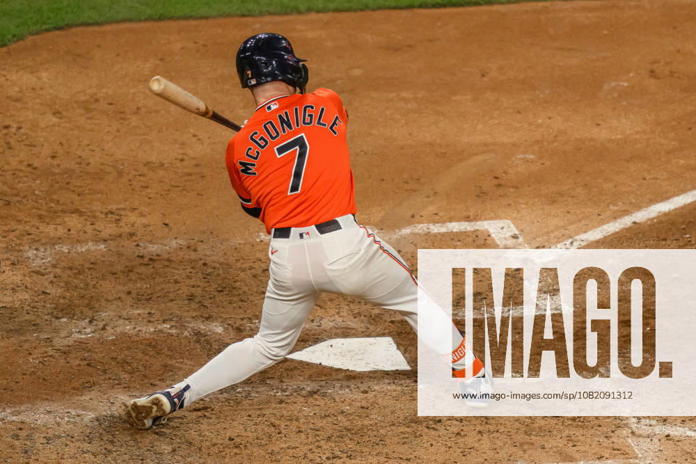 Aug 28, 2026; Detroit, Michigan, USA; Detroit Tigers Kevin McGonigle (7) at bat at Comerica Park. Mandatory Credit: -Cal Media MLB, Baseball Herren, USA 2026: Dodgers Vs Tigers AUG 28 - ZUMAc04_ 20260828_zma_c04_019