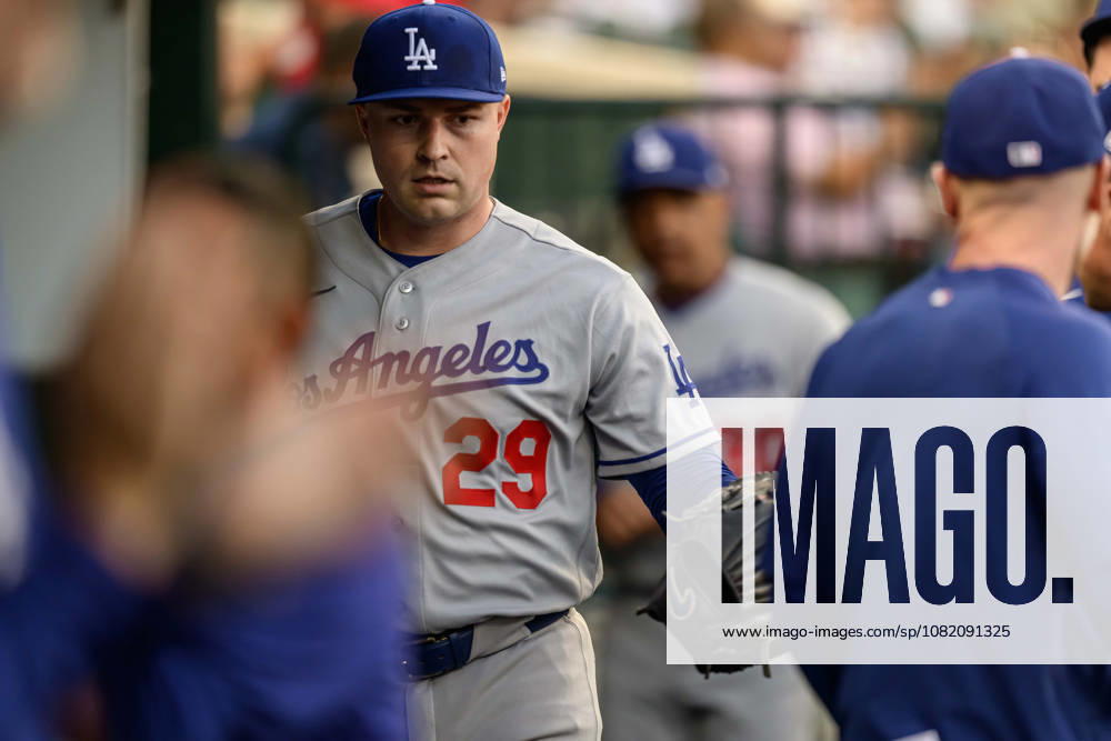 Aug 28, 2026; Detroit, Michigan, USA; Los Angeles Dodgers Tarik Skubal (29) walking in the dugout after his firsts inning pitching since returing to Detroit at Comerica Park. Mandatory Credit: -Cal Media MLB, Baseball Herren, USA 2026: Dodgers Vs Tigers AUG 28 - ZUMAc04_ 20260828_zma_c04_024