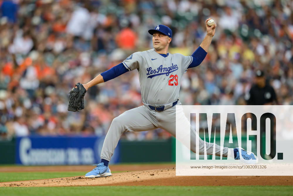 Aug 28, 2026; Detroit, Michigan, USA; Los Angeles Dodgers Tarik Skubal (29) on the mound in the first inning at Comerica Park. Mandatory Credit: -Cal Media MLB, Baseball Herren, USA 2026: Dodgers Vs Tigers AUG 28 - ZUMAc04_ 20260828_zma_c04_025