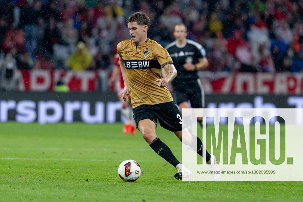 Ramon Hendriks, VfB Stuttgart, 03 GER, FC Bayern Munich vs. VfB Stuttgart, Soccer, Bundesliga, Matchday 1, 2026–2027 Season, August 28, 2026 DFL and DFB regulations prohibit any use of photographs as image sequences and or quasi-video. Photo: HMB Media, Heike Feiner