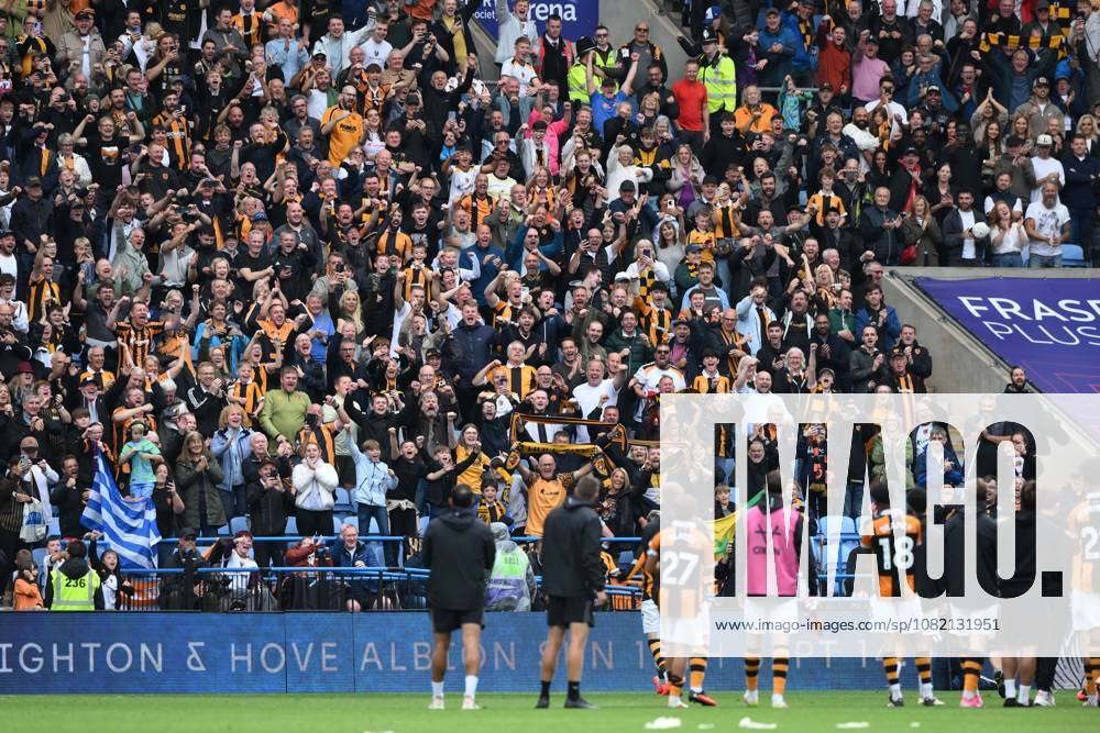 Coventry City v Hull City - Premier League 2026 27 Hull City fans celebrate after the final whistle during the Premier League match between Coventry City and Hull City at the Coventry Building Society Arena in Coventry, on August 29, 2026. Coventry West Midlands United Kingdom