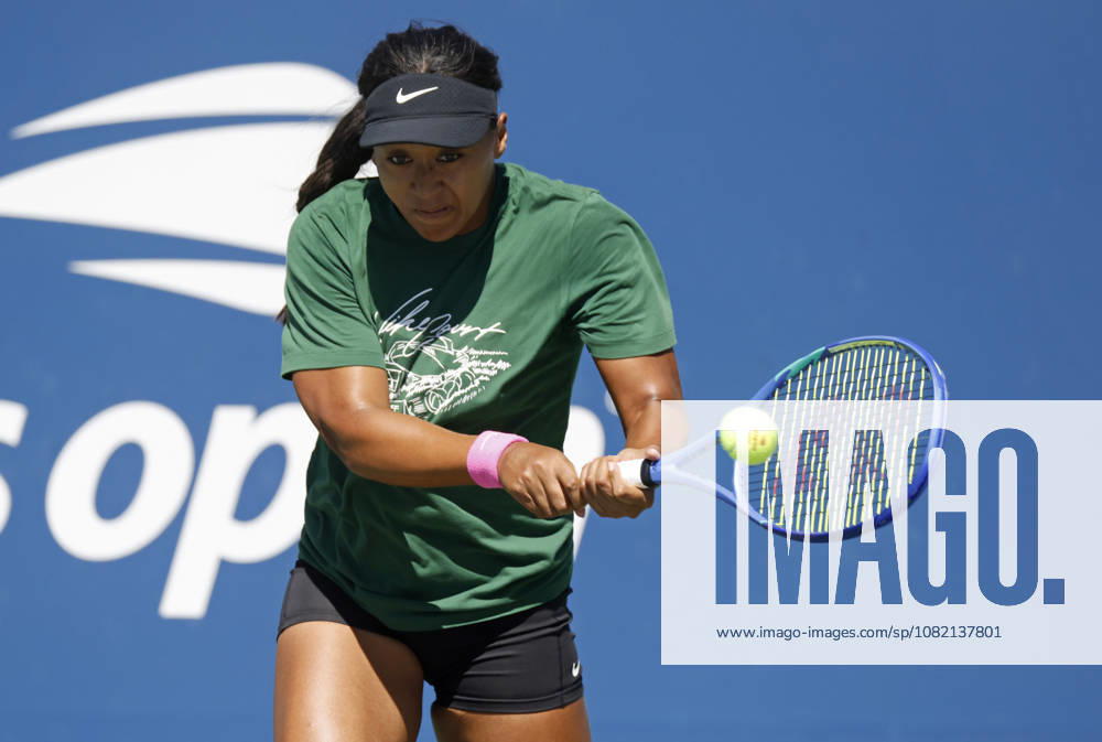 Naomi Osaka of Japan practices with Alexandra Eala of the Philippines on The Grandstand Court at the 2026 US Open Tennis Championship at the USTA Billie Jean King National Tennis Center in New York City on Saturday, August 29, 2026. NYP20260829130 JOHNxANGELILLO