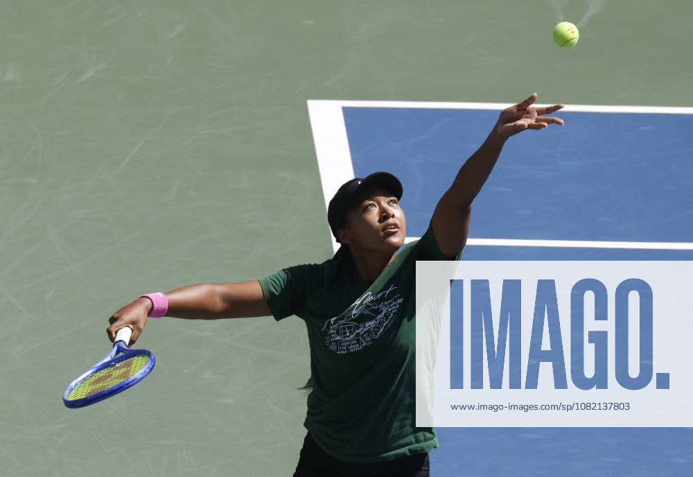 Naomi Osaka of Japan practices with Alexandra Eala of the Philippines on The Grandstand Court at the 2026 US Open Tennis Championship at the USTA Billie Jean King National Tennis Center in New York City on Saturday, August 29, 2026. NYP20260829131 JOHNxANGELILLO