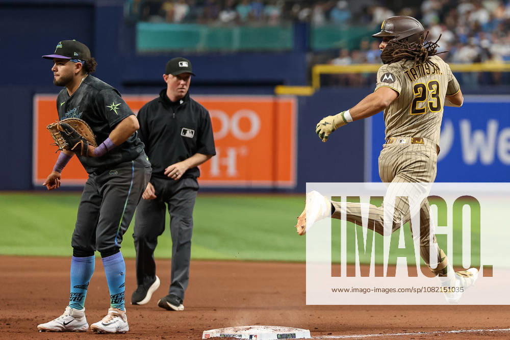 San Diego Padres right fielder FERNANDO TATIS JR. (23) looks back towards the umpire during a game against the Tampa Bay Rays. The Tampa Bay Rays hosted the San Diego Padres at Tropicana Field in St. Petersburg, FL. St. Petersburg USA - ZUMAm299 20260829_znp_m299_022