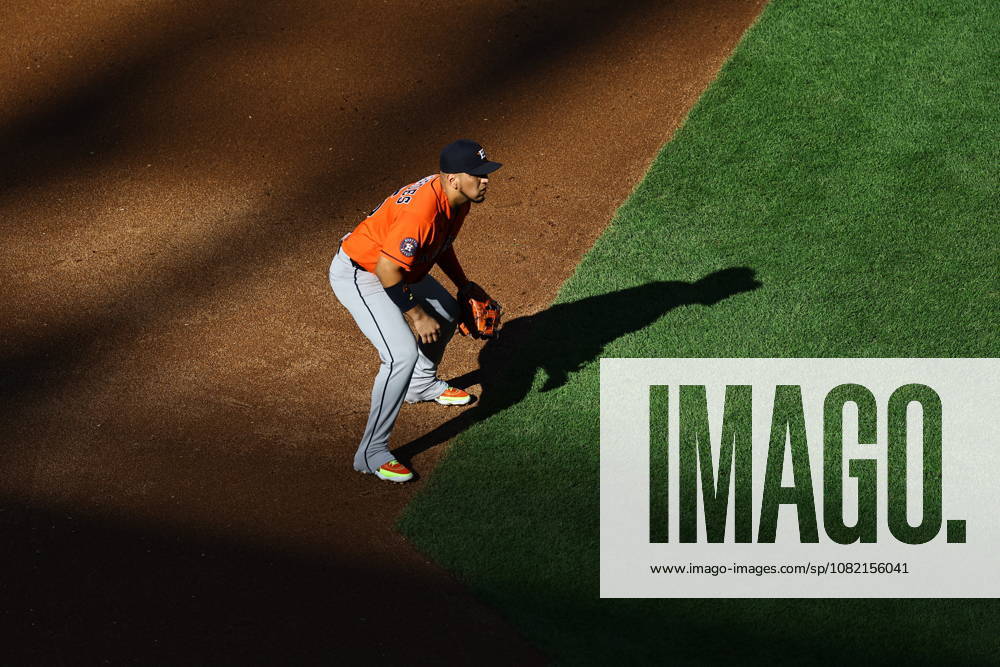 MLB, Baseball Herren, USA Houston Astros Vs. New York Mets Houston Astros third baseman Isaac Paredes 15 takes a defensive position during the second inning of a baseball game against the New York Mets at Citi Field in Flushing, New York, on August 29, 2026. Flushing New York United States
