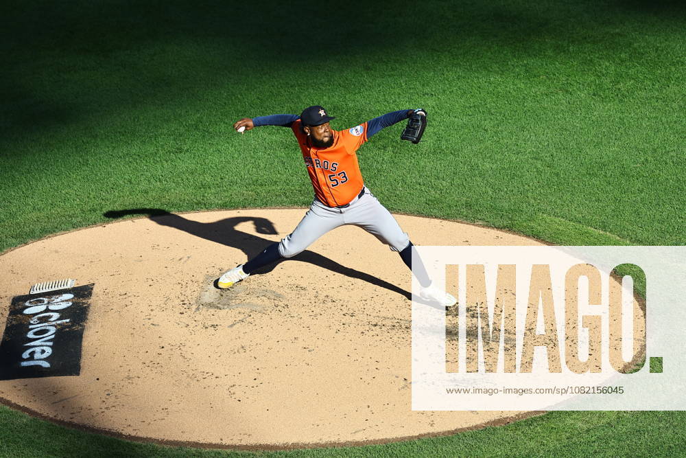 MLB, Baseball Herren, USA Houston Astros Vs. New York Mets Houston Astros starting pitcher Cristian Javier 53 throws during the second inning of a baseball game against the New York Mets at Citi Field in Flushing, New York, on August 29, 2026. Flushing New York United States