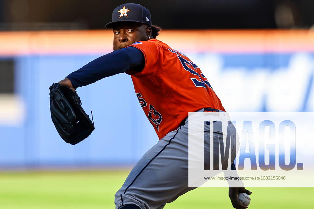 MLB, Baseball Herren, USA Houston Astros Vs. New York Mets Houston Astros starting pitcher Cristian Javier 53 throws during the fifth inning of a baseball game against the New York Mets at Citi Field in Flushing, New York, on August 29, 2026. Flushing New York United States