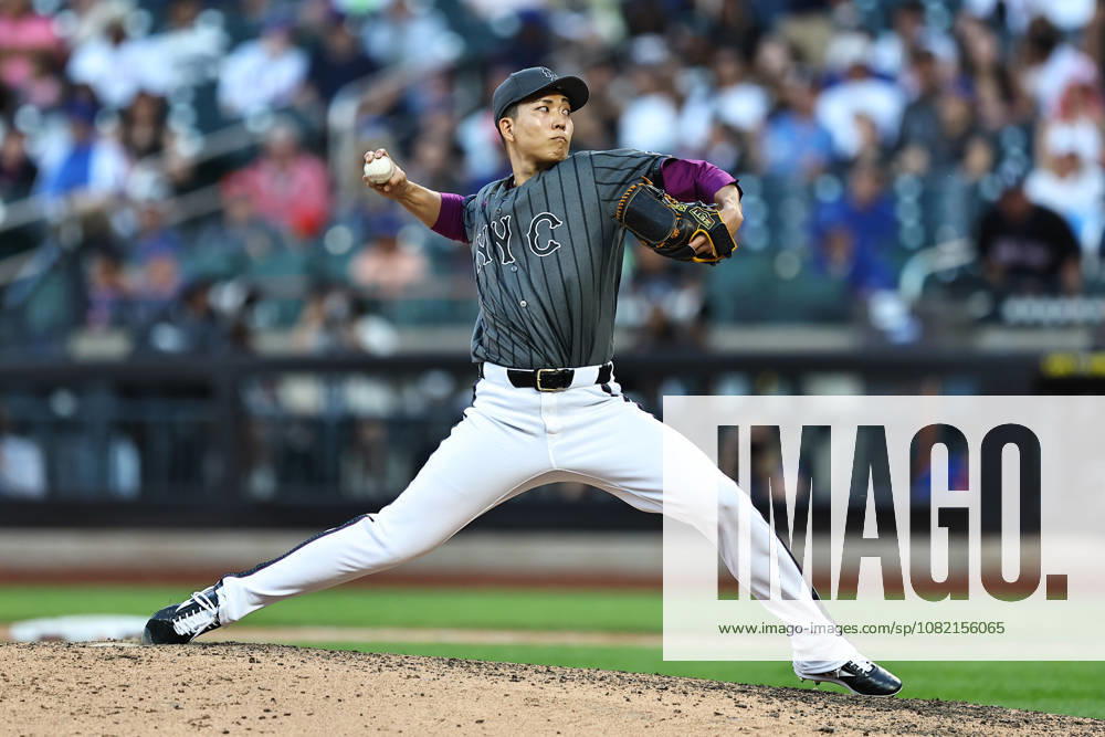 MLB, Baseball Herren, USA Houston Astros Vs. New York Mets New York Mets relief pitcher Kodai Senga 34 throws during the ninth inning of a baseball game against the Houston Astros at Citi Field in Flushing, New York, on August 29, 2026. Flushing New York United States