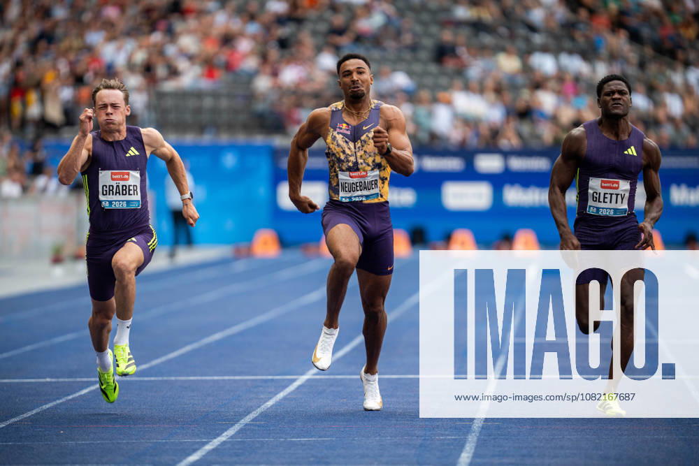 Leo NEUGEBAUER (GER Germany) and Amadeus GRÄBER (GER Germany) competing in the Mens 100M Decathlon during the ISTAF at Olympic Stadium on August 30, 2026 in Berlin, Germany.
