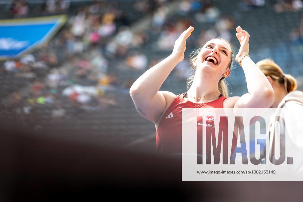 ISTAF 2026 Berlin, August 30, 2026: Discus thrower Leia BRAUNAGEL (GER, Germany) expresses her exuberant joy at the ISTAF Berlin on August 30, 2026, at the Olympic Stadium in Berlin, Germany