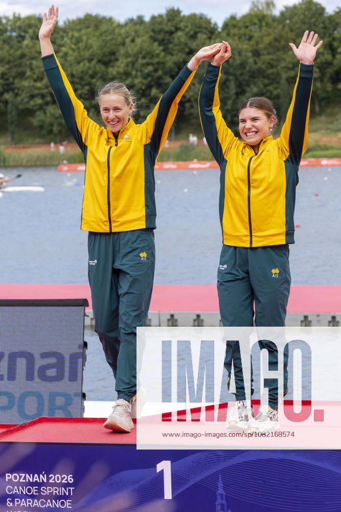 ICF Canoe Sprint and Paracanoe World Championships Kailey Harlen,Natalia Drobot at the medal ceremony during the 2026 ICF World Championships in Canoe Sprint and Para-canoe in PoznaÅ , Poland, on 30 August 2026. Poznan Poland