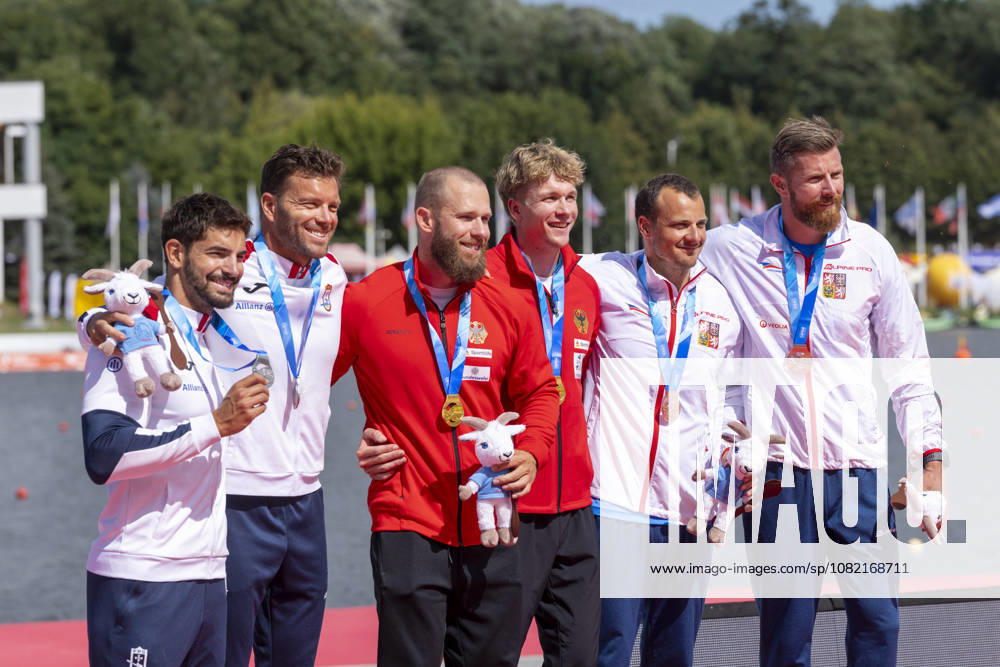 ICF Canoe Sprint and Paracanoe World Championships Joao Ribeiro,Messias Baptista,Jacob Schopf,Max Lemke,Jakub Spicar,Daniel Havelt at the medal ceremony during the 2026 ICF World Championships in Canoe Sprint and Para-canoe in PoznaÅ , Poland, on 30 August 2026. Poznan Poland