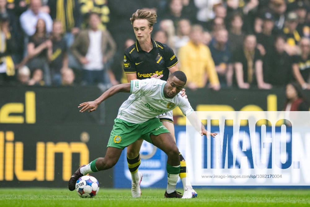 AIK s Yannick Geiger and Hammarby s Paulos Abraham during the Allsvenskan soccer match between AIK and Hammarby on August 30, 2026, in Stockholm