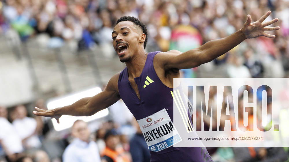 Emil AGYEKUM (GER Germany) wins the 400m hurdles during the ISTAF at Olympic Stadium on August 30, 2026 in Berlin, Germany. Germany
