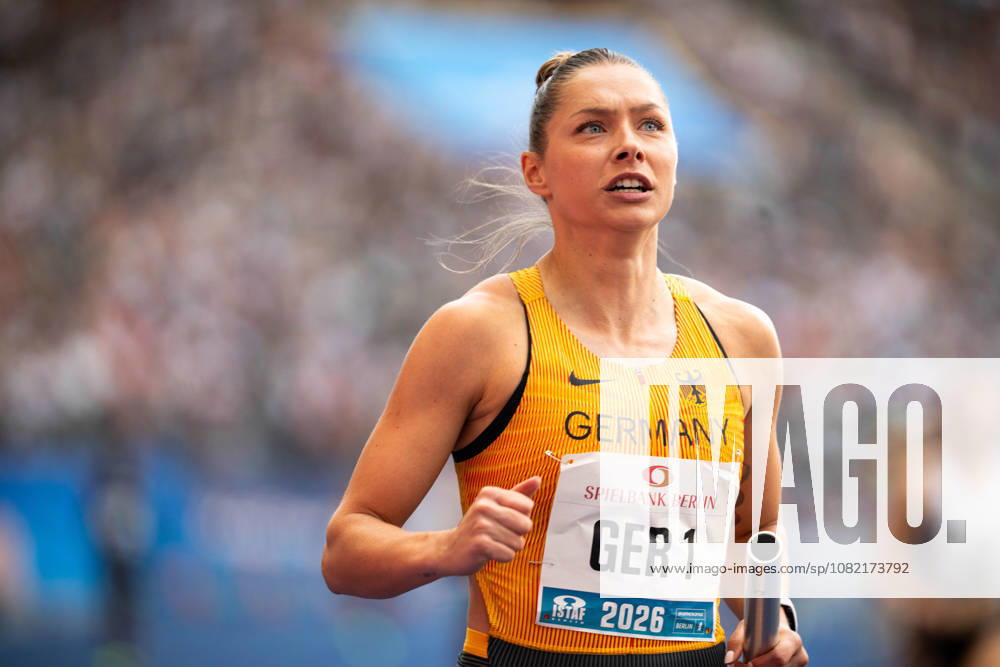 Gina LÜCKENKEMPER (GER Germany) competing in the 4x100M Mixed Relay, during the ISTAF at Olympic Stadium on August 30, 2026 in Berlin, Germany.
