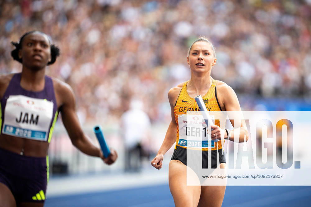 Gina LÜCKENKEMPER (GER Germany) competing in the 4x100M Mixed Relay, during the ISTAF at Olympic Stadium on August 30, 2026 in Berlin, Germany.