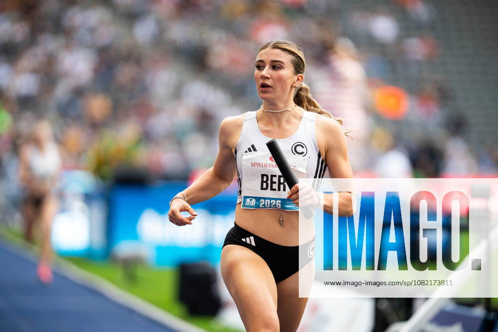 Lena LEEGE (GER Germany) competing in the 4x100M Mixed Relay, during the ISTAF at Olympic Stadium on August 30, 2026 in Berlin, Germany.