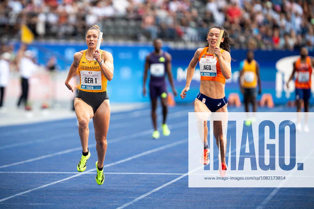 Gina LÜCKENKEMPER (GER Germany) competing in the 4x100M Mixed Relay, during the ISTAF at Olympic Stadium on August 30, 2026 in Berlin, Germany.