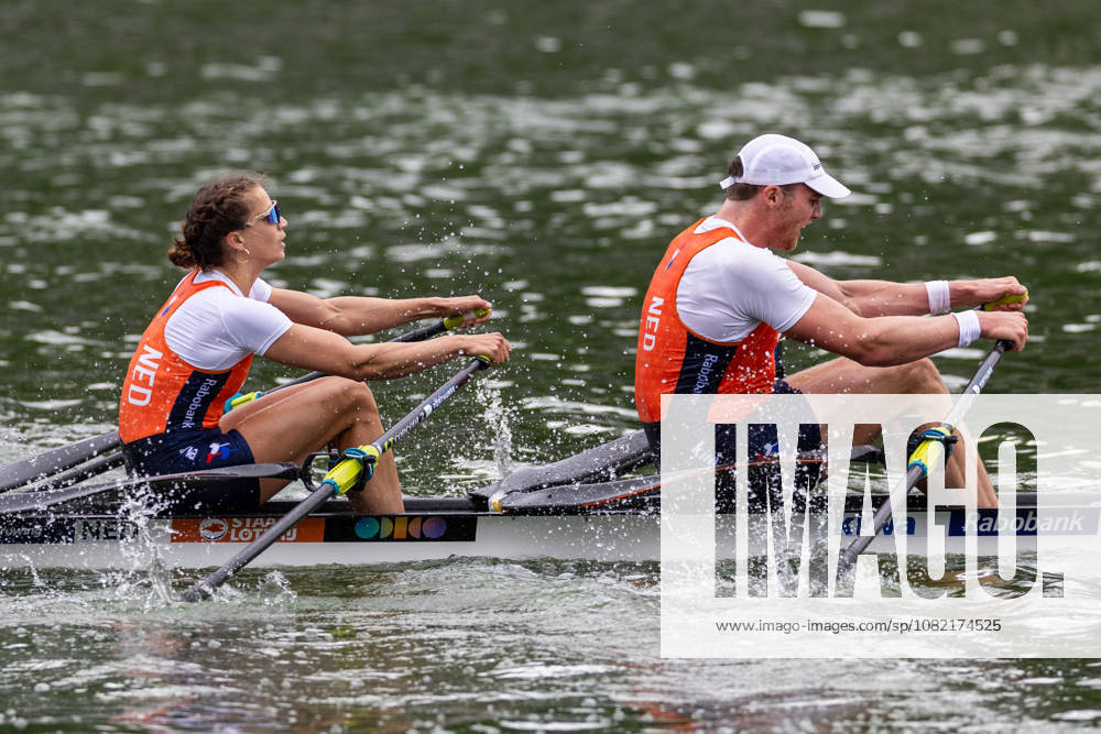 30 Aug 2026 World Rowing Championships AMSTERDAM, NETHERLANDS - AUGUST 30: Roos De Jong and Simon Van Dorp of the Netherlands during 30 Aug 2026 World Rowing Championships at Bosbaan on August 30, 2026 in Amsterdam, Netherlands. Amsterdam Bosbaan Netherlands Content not available for redistribution in The Netherlands directly or indirectly through any third parties.