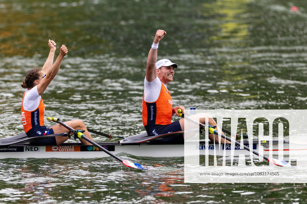 30 Aug 2026 World Rowing Championships AMSTERDAM, NETHERLANDS - AUGUST 30: Roos De Jong and Simon Van Dorp of the Netherlands during 30 Aug 2026 World Rowing Championships at Bosbaan on August 30, 2026 in Amsterdam, Netherlands. Amsterdam Bosbaan Netherlands Content not available for redistribution in The Netherlands directly or indirectly through any third parties.