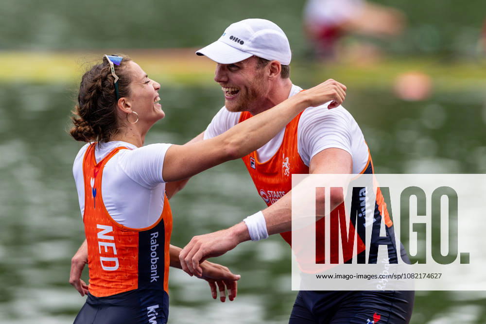 30 Aug 2026 World Rowing Championships AMSTERDAM, NETHERLANDS - AUGUST 30: Roos De Jong and Simon Van Dorp of the Netherlands during 30 Aug 2026 World Rowing Championships at Bosbaan on August 30, 2026 in Amsterdam, Netherlands. Amsterdam Bosbaan Netherlands Content not available for redistribution in The Netherlands directly or indirectly through any third parties.