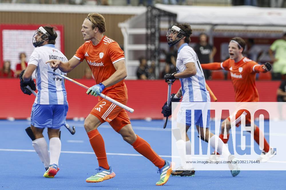 WAVER - Jip Janssen of the Netherlands celebrates the 1-1 during the bronze medal final at the Men s Hockey World Cup between the Netherlands and Argentina in the Belfius Hockey Arena. BAS CZERWINSKI ANP ANPxSportx IVx 566597657 originalFilename: 566597657