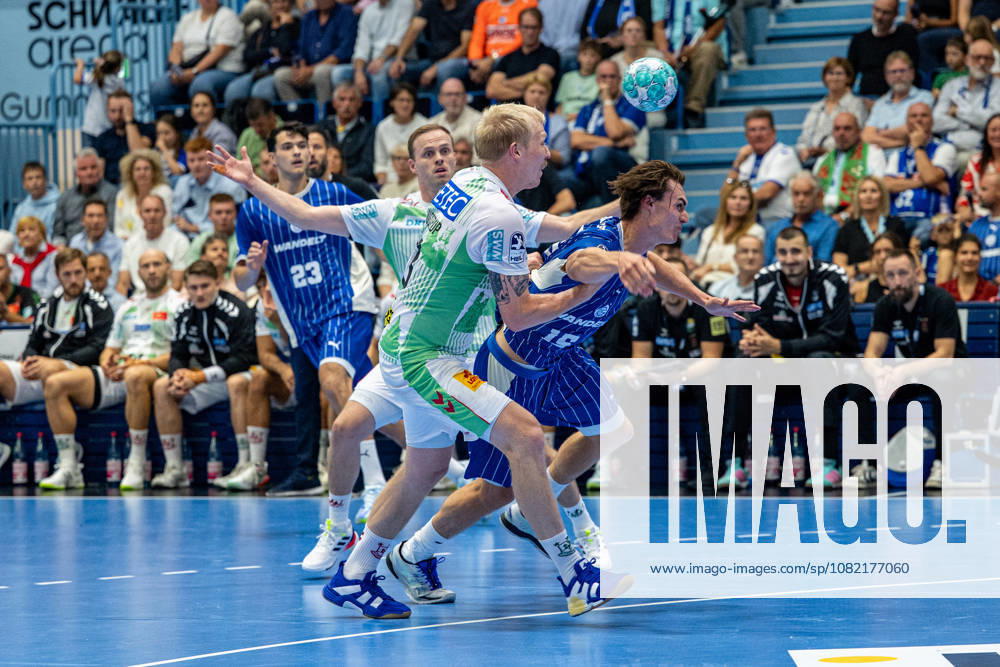 Opel Handball Bundesliga, VfL Gummersbach vs. SC Magdeburg, August 30, 2026, Nikola Roganovic VfL Gummersbach 23, Miro Schluroff VfL Gummersbach 15, Opel Handball Bundesliga, VfL Gummersbach vs. SC Magdeburg