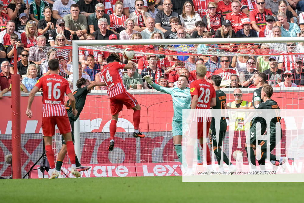Goal for the 1-0 lead by Yuito Suzuki, SC Freiburg, 14 GER, SC Freiburg vs. Werder Bremen, Soccer, Bundesliga, Matchday 1, 2026–2027 Season, August 30, 2026 DFL and DFB regulations prohibit any use of photographs as image sequences and or quasi-video GER, SC Freiburg vs. Werder Bremen, Soccer, Bundesliga, Matchday 1, 2026–2027 season, August 30, 2026, Freiburg
