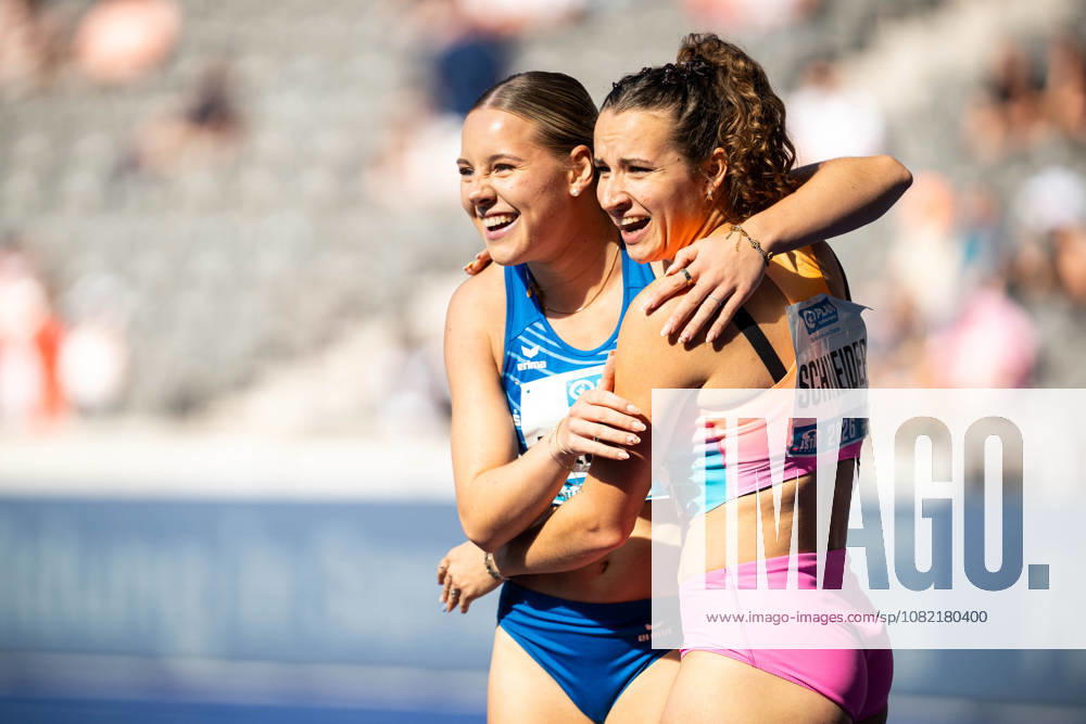 Rosina SCHNEIDER (GER Germany) and Lia FLOTOW (GER Germany) competing in the Women 110M hurdles, during the ISTAF at Olympic Stadium on August 30, 2026 in Berlin, Germany.