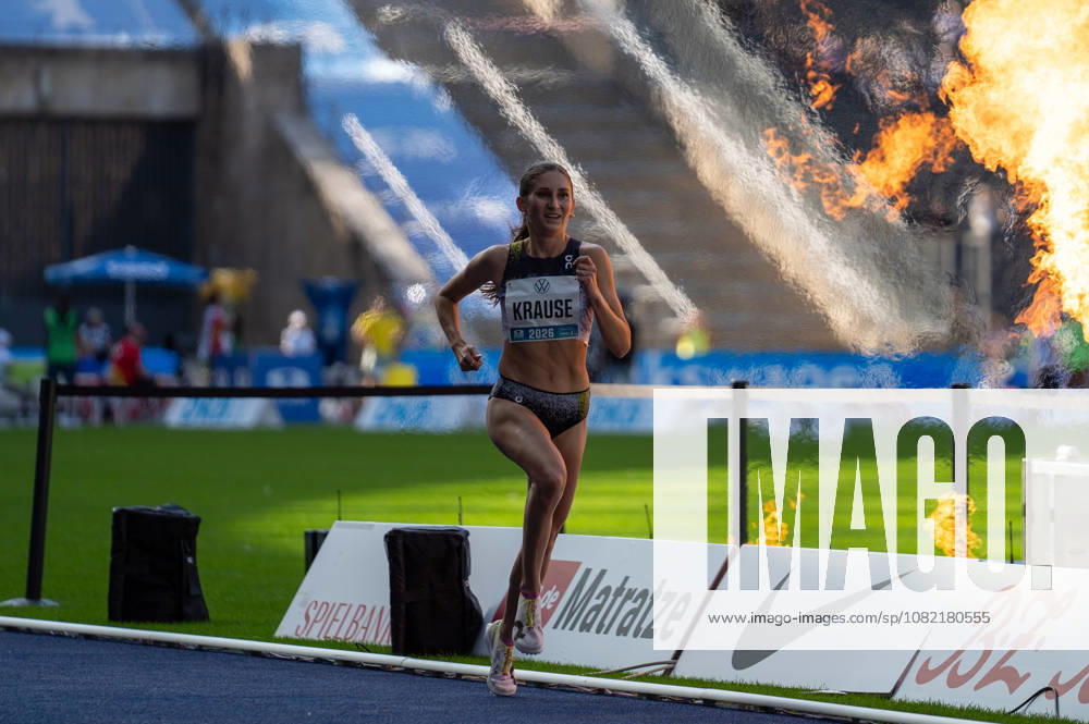 German Track and Field, Track and Field Meet, ISTAF 2026 Sports Festival on August 30, 2026, at the Berlin Olympic Stadium—Finish Line of the 2,000-Meter Steeplechase, Gesa Krause
