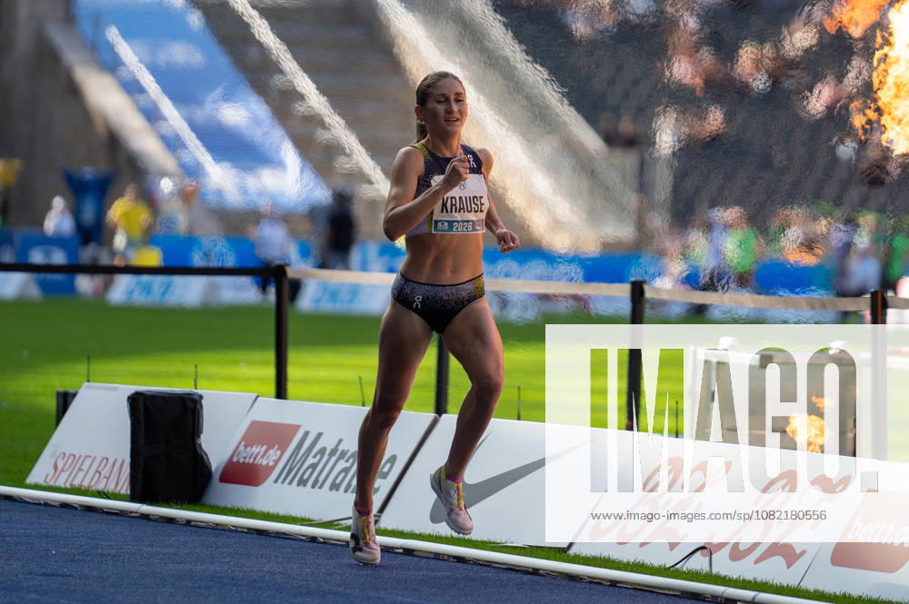German Track and Field, Track and Field Meet, ISTAF 2026 Sports Festival on August 30, 2026, at the Berlin Olympic Stadium—Finish Line of the 2,000-Meter Steeplechase, Gesa Krause