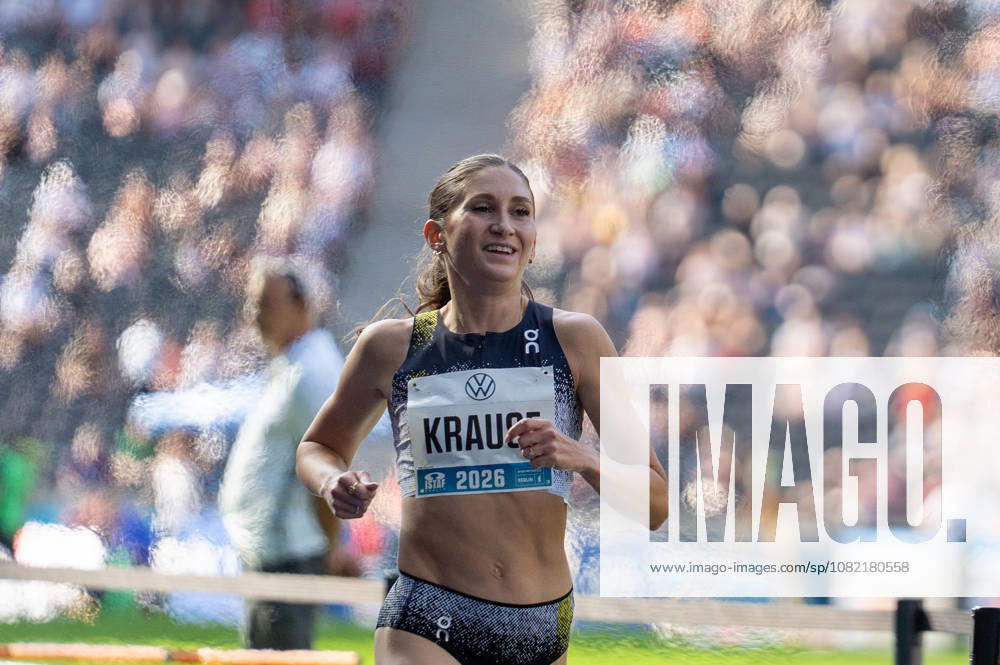 German Track and Field, Track and Field Meet, ISTAF 2026 Sports Festival on August 30, 2026, at the Berlin Olympic Stadium—Finish Line of the 2,000-Meter Steeplechase, Gesa Krause