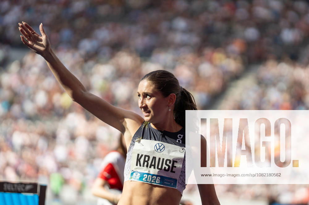 German Track and Field, Track and Field Meet, ISTAF 2026 Sports Festival on August 30, 2026, at the Berlin Olympic Stadium—Finish Line of the 2,000-Meter Steeplechase, Gesa Krause