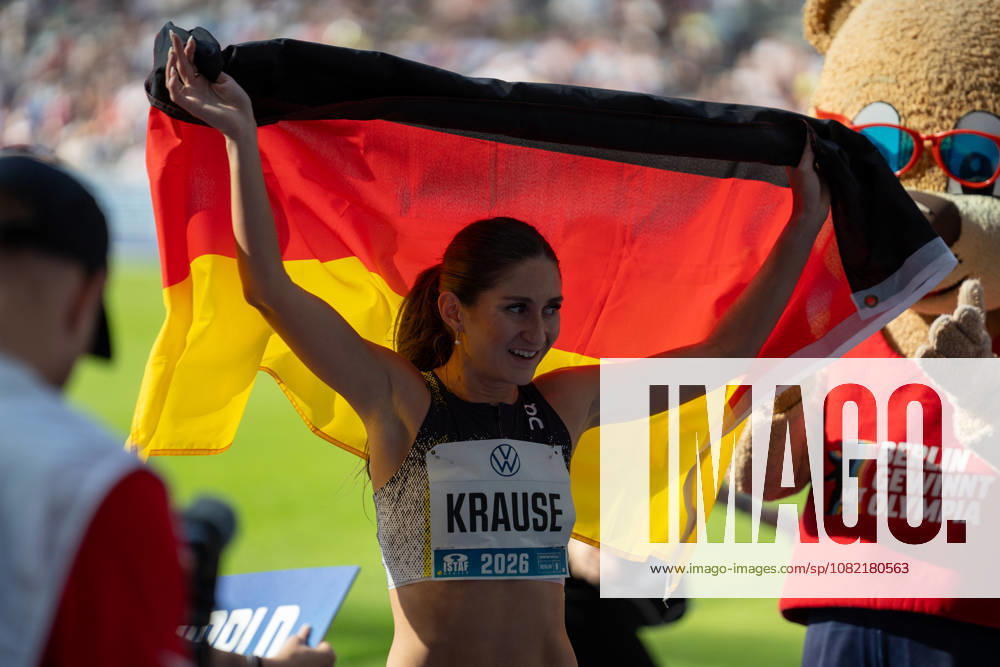 German Track and Field, Track and Field Meet, ISTAF 2026 Sports Festival on August 30, 2026, at the Berlin Olympic Stadium—Finish Line of the 2,000-Meter Steeplechase, Gesa Krause